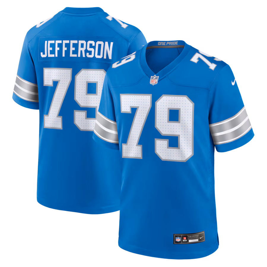 Men's Detroit Lions Quinton Jefferson Nike Blue Team Game Jersey