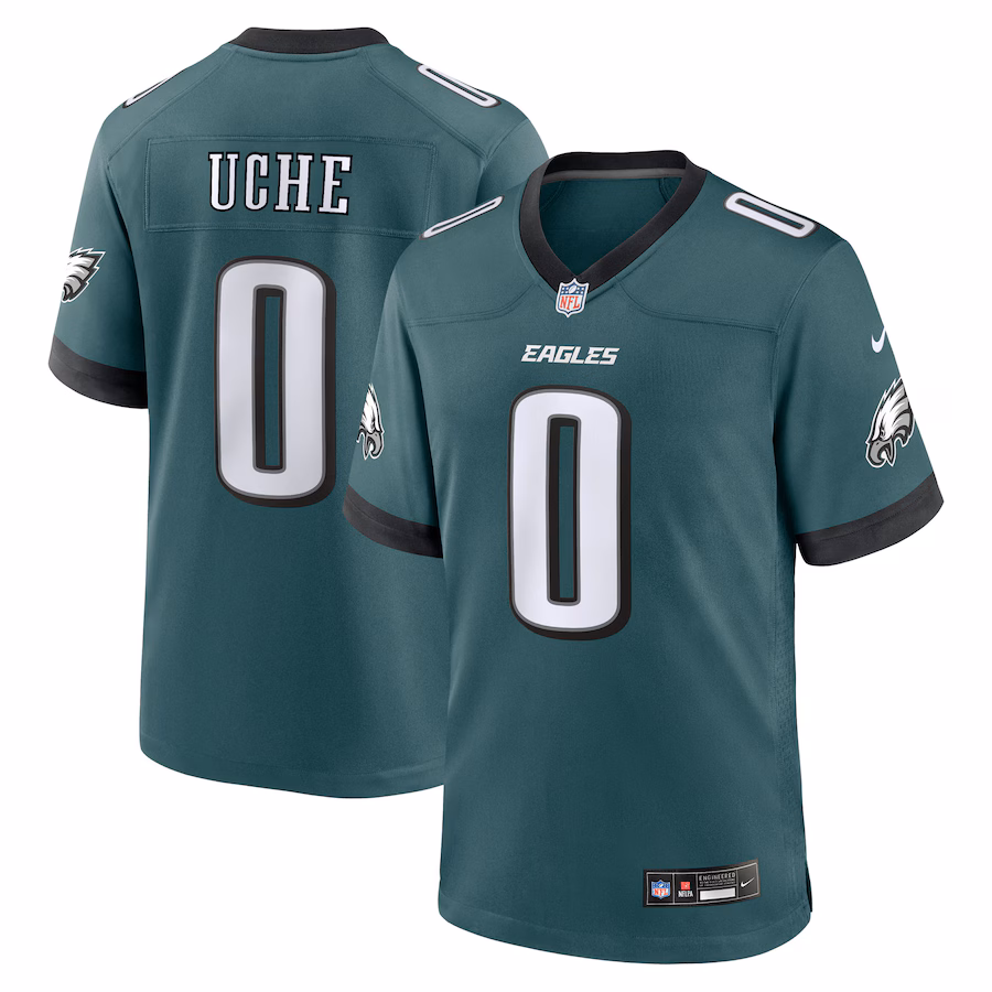 Men's Philadelphia Eagles Josh Uche Nike Midnight Green Team Game Jersey