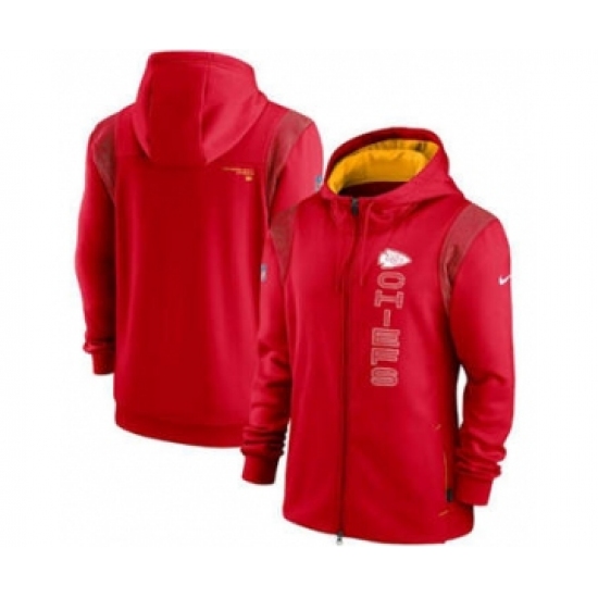 Men's Kansas City Chiefs 2021 Red Sideline Team Performance Full-Zip Hoodie