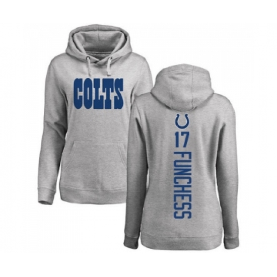 Football Women's Indianapolis Colts #17 Devin Funchess Ash Backer Pullover Hoodie