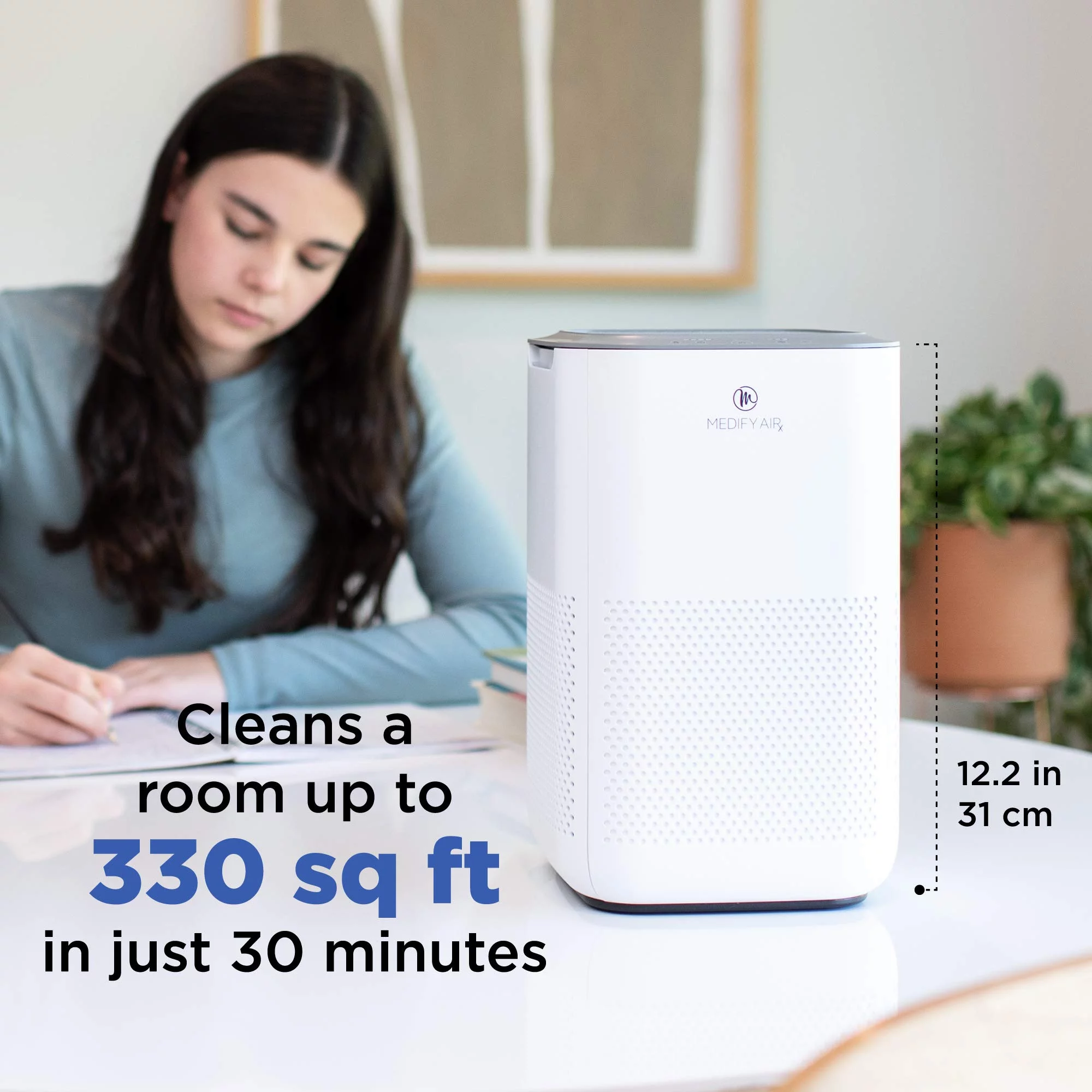 Medify Air MA-15 Air Purifier - 660 sq ft Coverage - Air Purifier with HEPA Filters - Desktop Air Purifier for Bedroom & Office - Includes Sleep Mode & Timer - White, 1-Pack