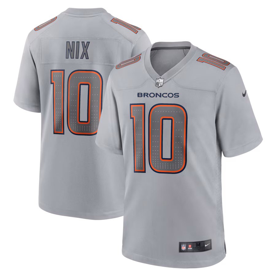Men's Denver Broncos Bo Nix Nike Gray Atmosphere Fashion Game Jersey