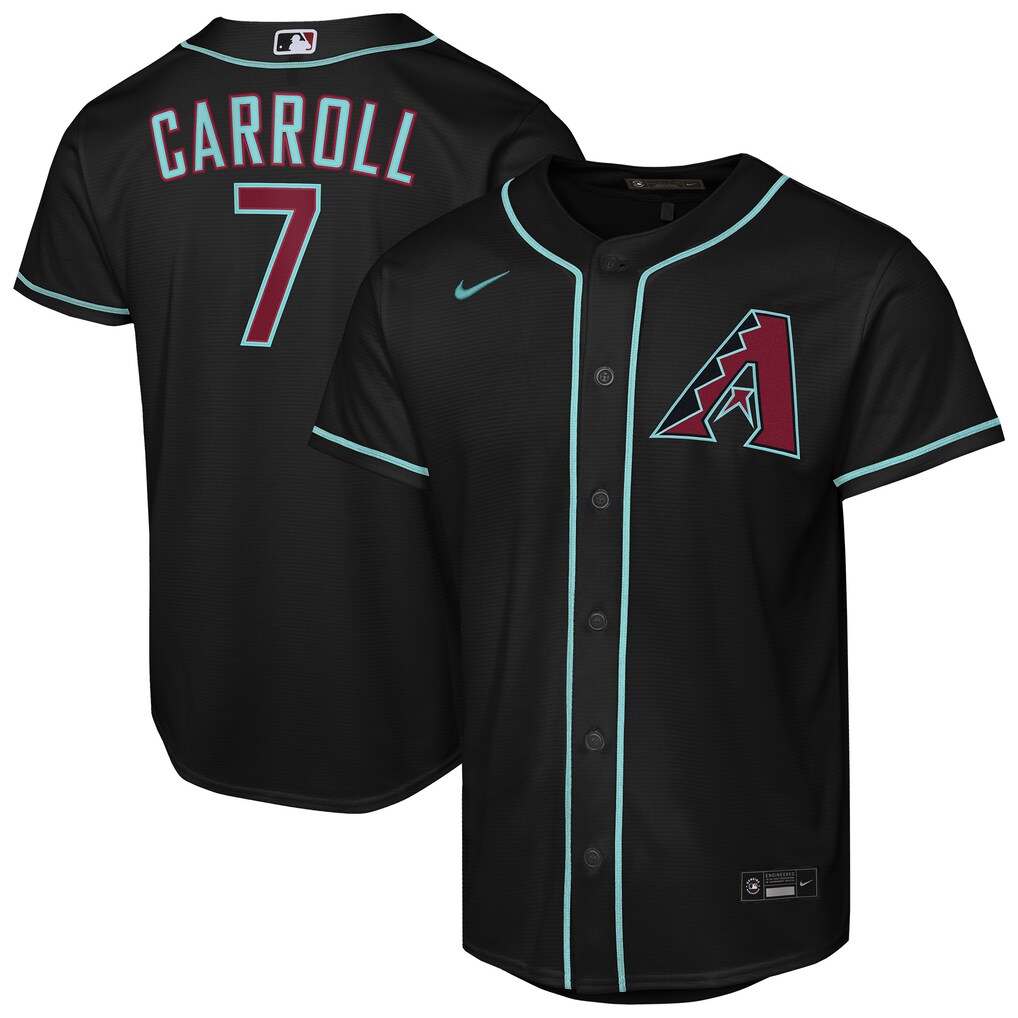 Youth Arizona Diamondbacks Corbin Carroll Nike Black Alternate Replica Jersey