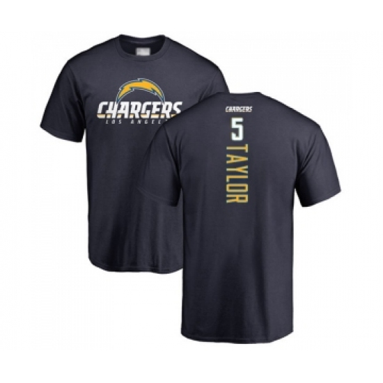 Football Los Angeles Chargers #5 Tyrod Taylor Navy Blue Backer T-Shirt