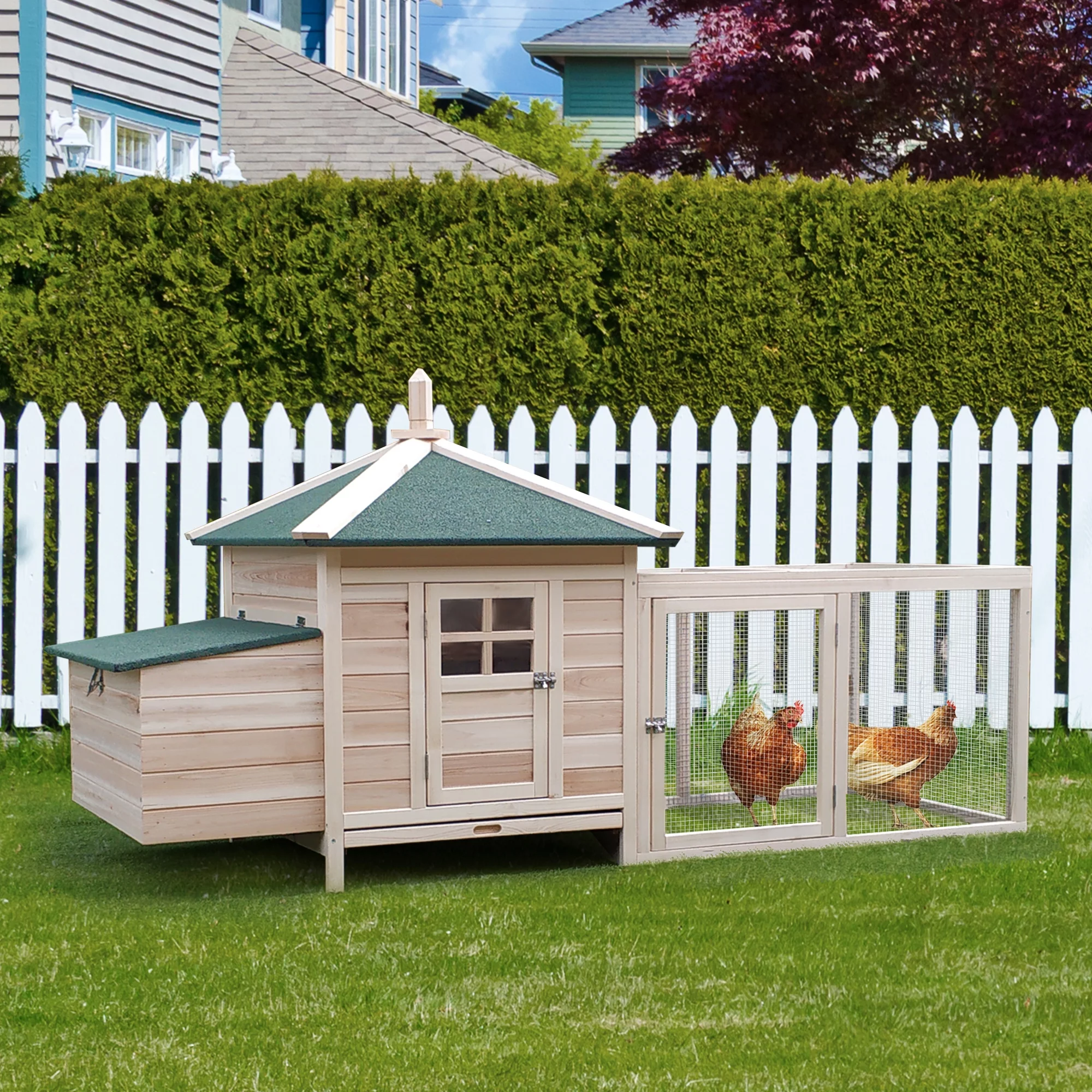 PawHut Chicken Coop Hen House /w Cottage Style - Curated Treasures Market