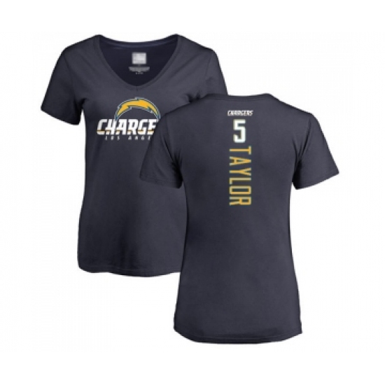 Football Women's Los Angeles Chargers #5 Tyrod Taylor Navy Blue Backer T-Shirt