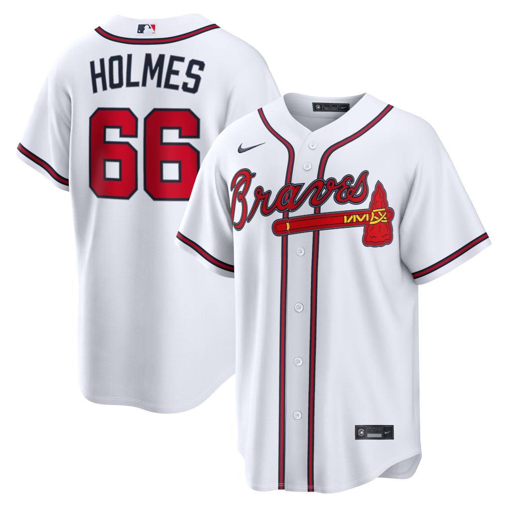 Men's Atlanta Braves Grant Holmes Nike White Home Replica Jersey