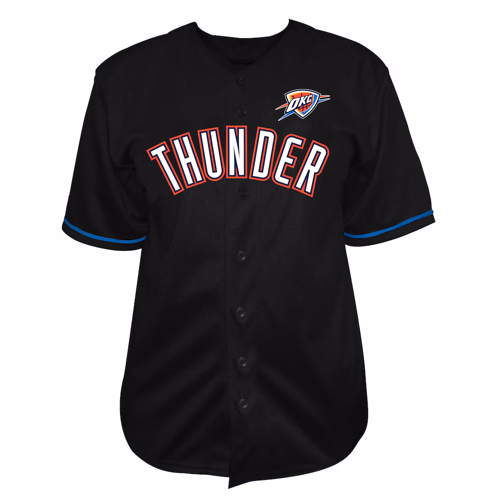 Men's Oklahoma City Thunder Fanatics Black Big & Tall Pop Full-Button Jersey