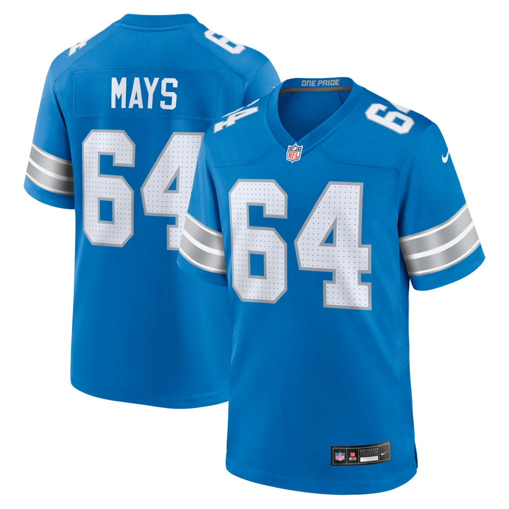 Men's Detroit Lions Cade Mays Nike Blue Team Game Jersey