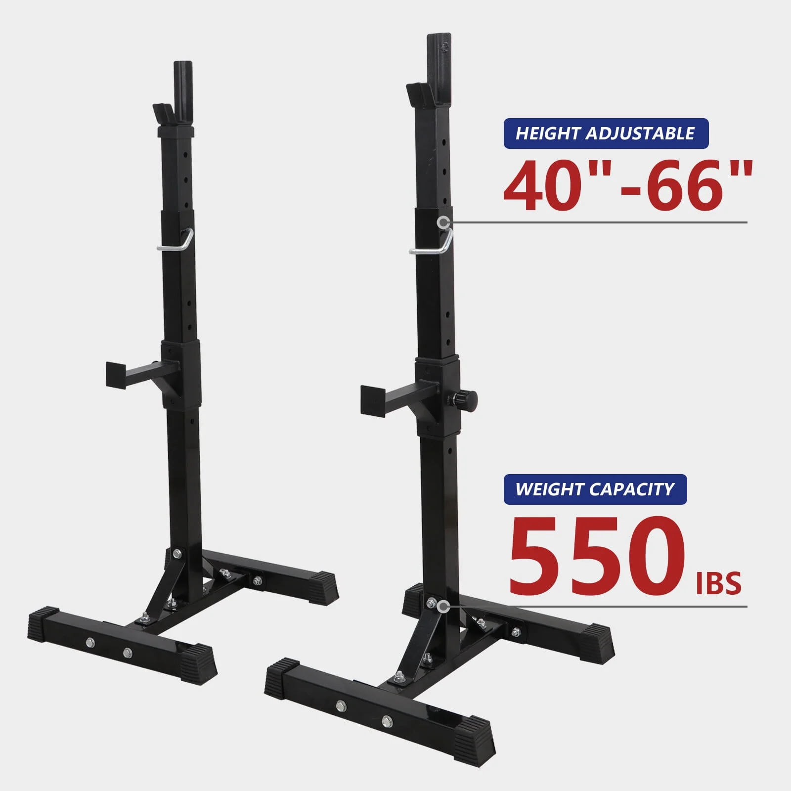 ZenSports Max.550lbs Steel Squat Rack Adjustable 40- 66 Barbell Free-press Bench Workout Home Gym