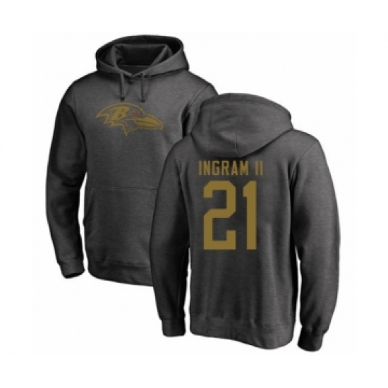 Football Baltimore Ravens #21 Mark Ingram II Ash One Color Pullover Hoodie