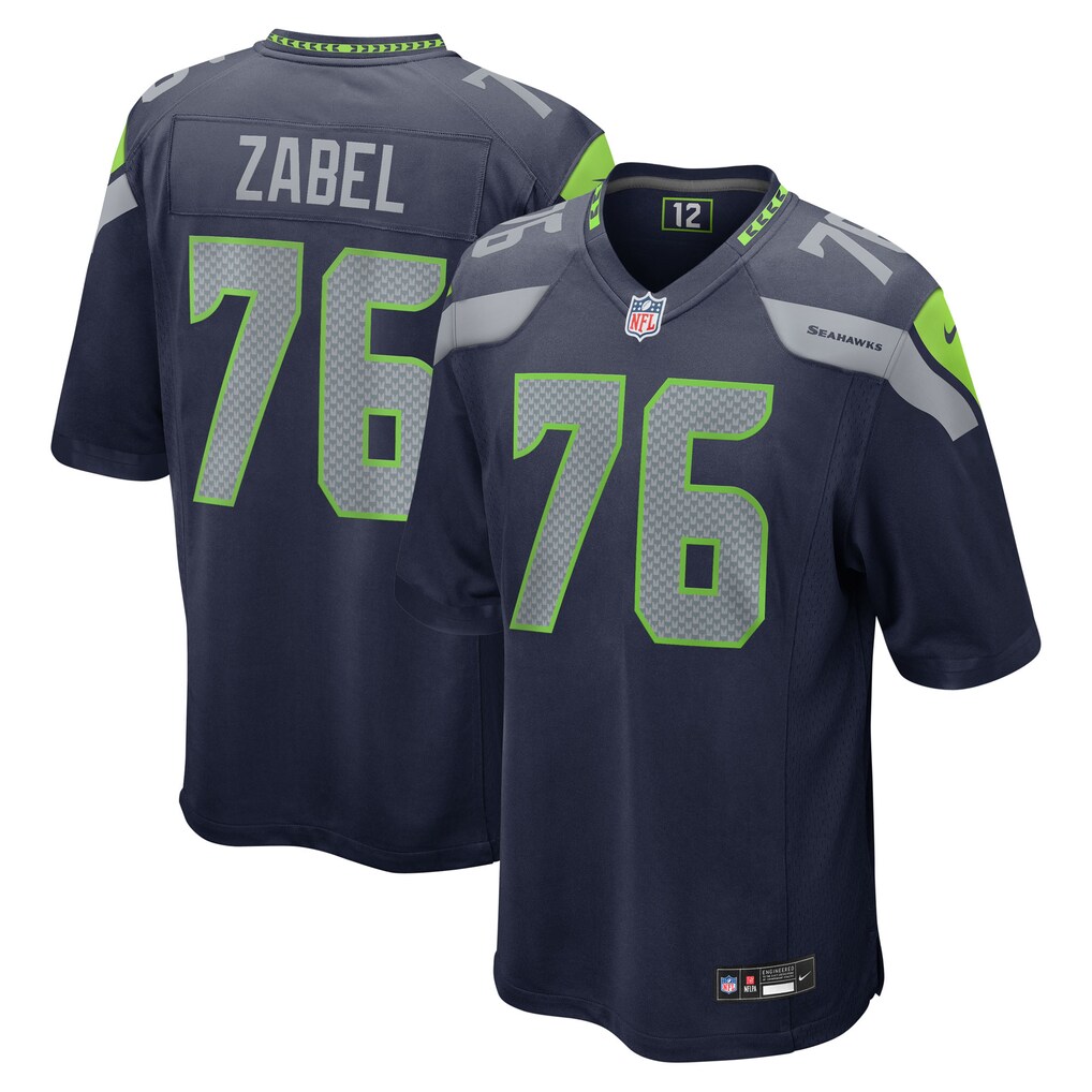 Men's Seattle Seahawks Grey Zabel Nike Navy Team Game Jersey