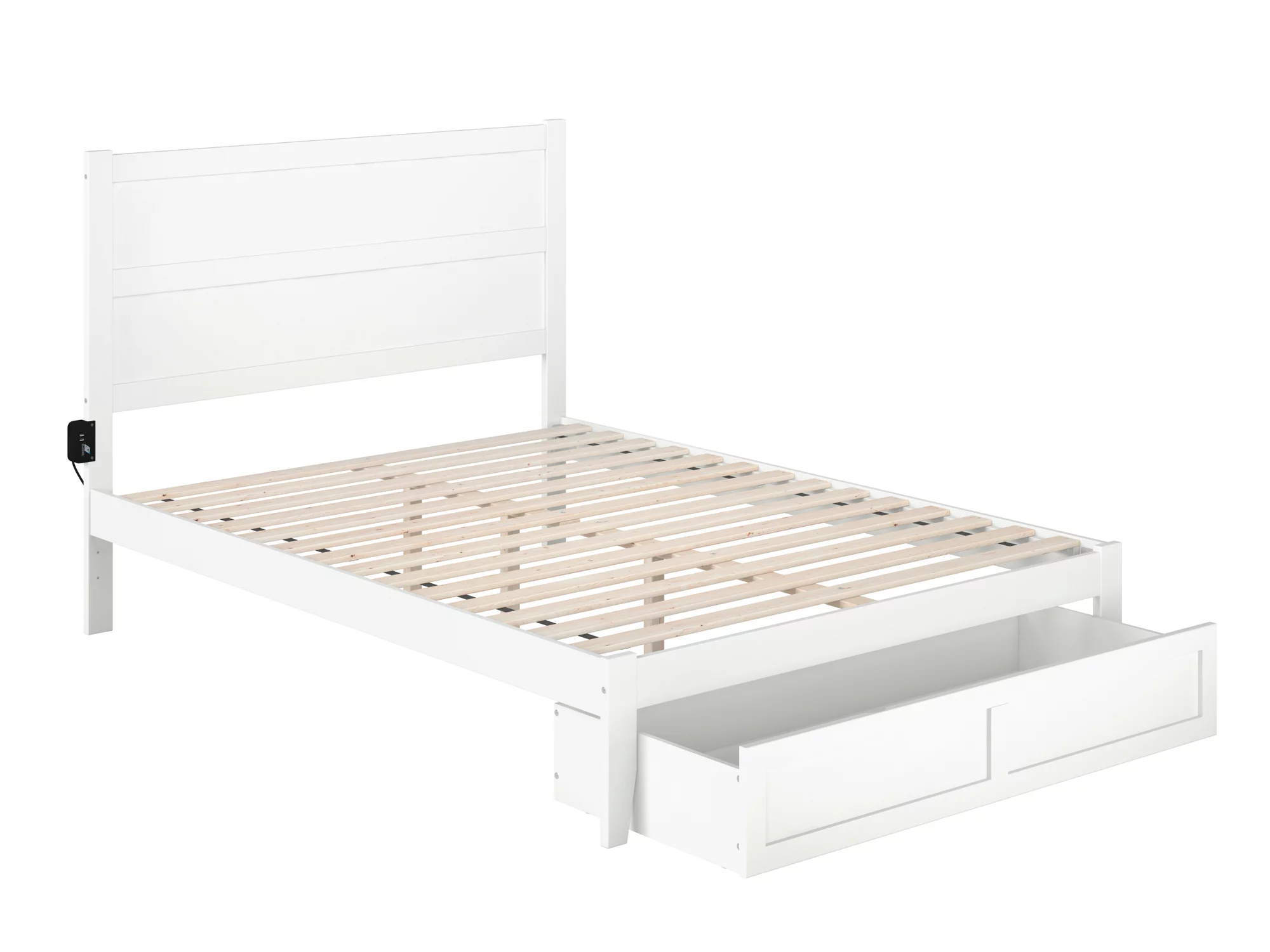 AFI NoHo 14 Queen Wood Platform Bed Frame with Foot Drawer Storage. White