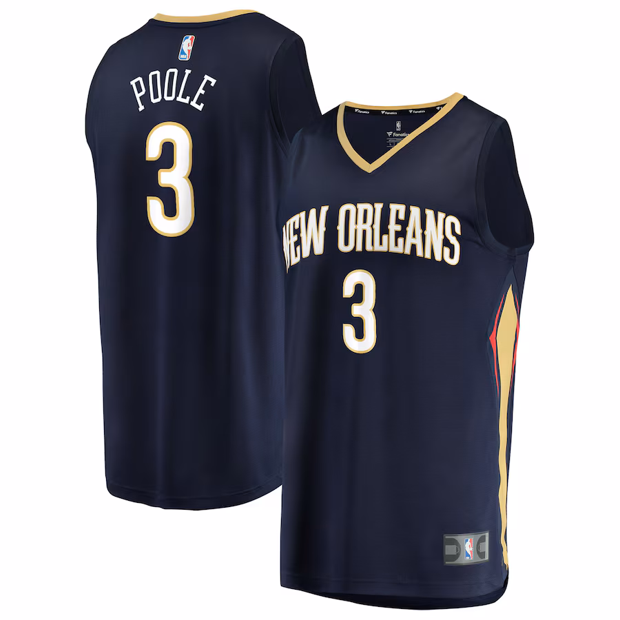 Youth New Orleans Pelicans Jordan Poole Fanatics Navy Fast Break Replica Jersey - Icon Edition
