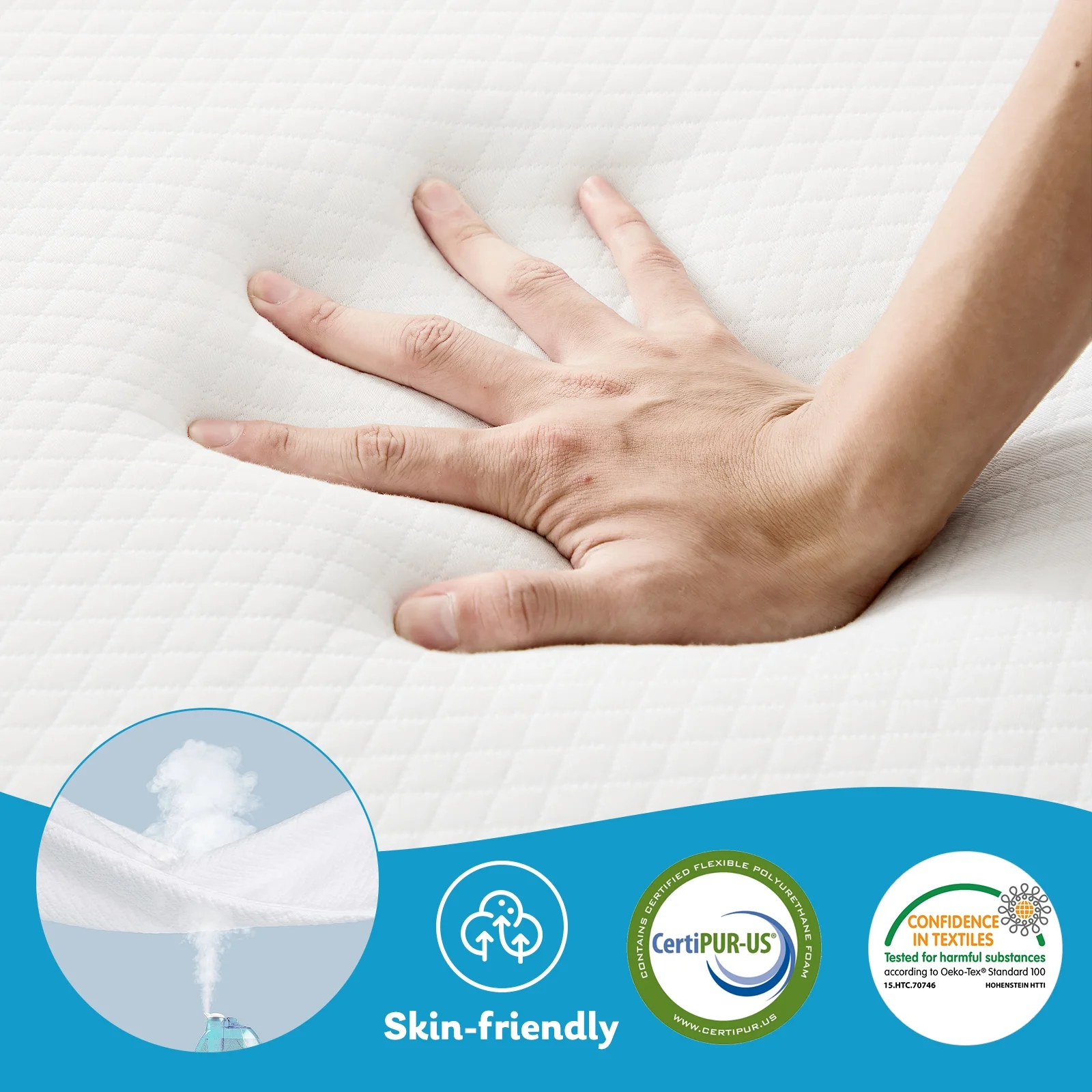 IULULU 4-inch Tri Folding Memory Mattress with Removable Cover , Single Tri-Fold Mattress