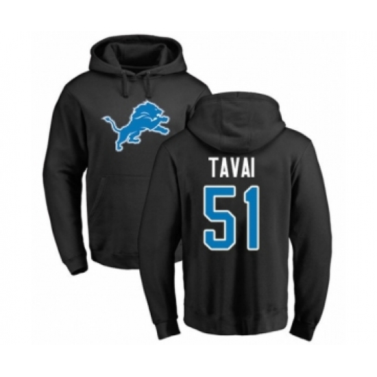 Football Detroit Lions #51 Jahlani Tavai Black Name & Number Logo Pullover Hoodie