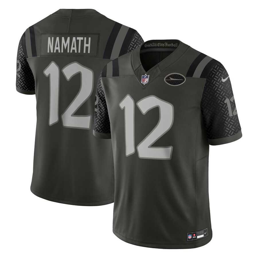 Men's New York Jets Joe Namath Nike Gotham Green 2025 Rivalries Collection Retired Player Limited Jersey