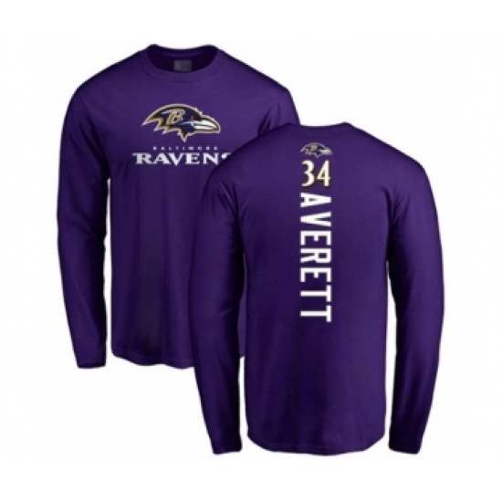 Football Baltimore Ravens #34 Anthony Averett Purple Backer Long Sleeve T-Shirt