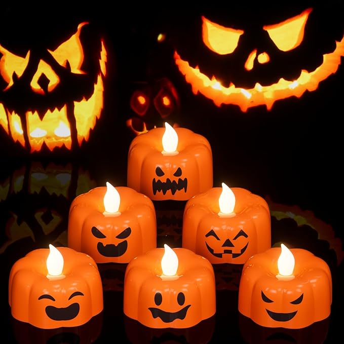 GenSwin Halloween Flameless Votive Candles Color Changing with Remote Timer, Battery Operated LED Tealight Candles for Halloween Home Decoration Gifts(6 Pack, 1.5” x 2”)(Battery Included) - Curated Treasures Market