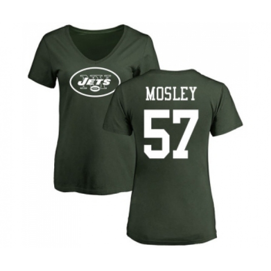 Football Women's New York Jets #57 C.J. Mosley Green Name & Number Logo T-Shirt