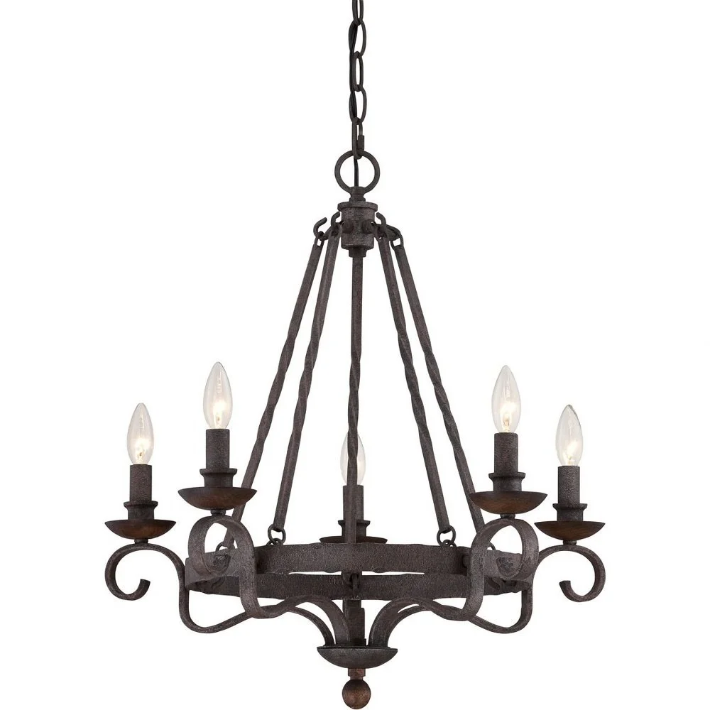 Traditional Five Light Chandelier in Rustic Black Finish Bailey Street Home 71-Bel-1809329
