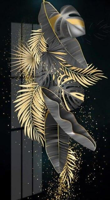 Golden Leaves Wall Art Canvas Painting