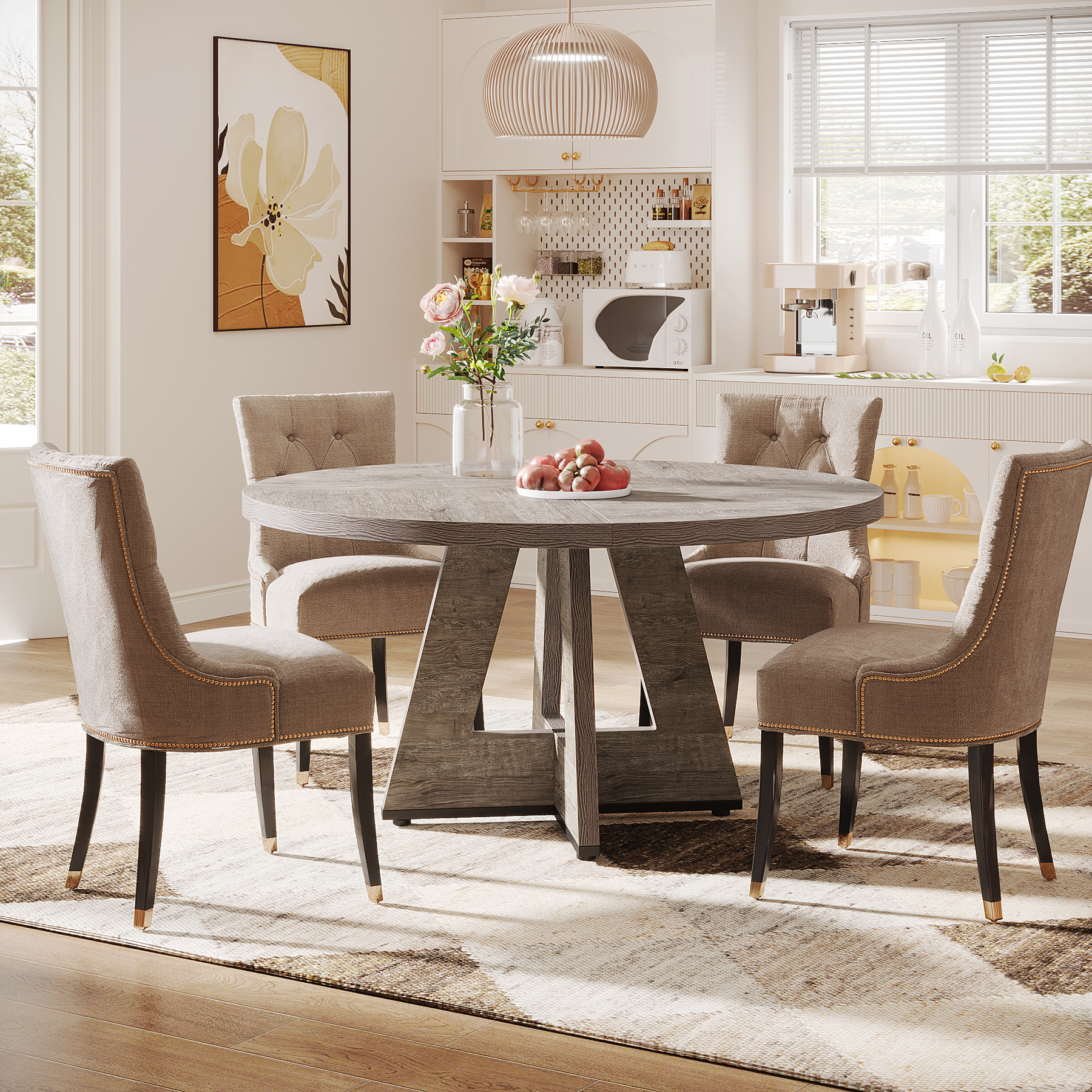 Tribesigns Farmhouse Dining Table for 4 People, 47