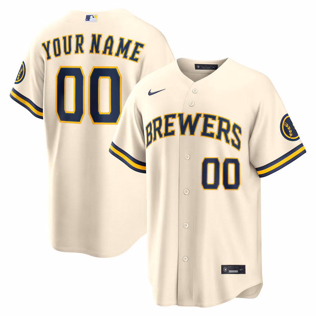 Men's Milwaukee Brewers Nike Cream Home Stadium Custom Jersey