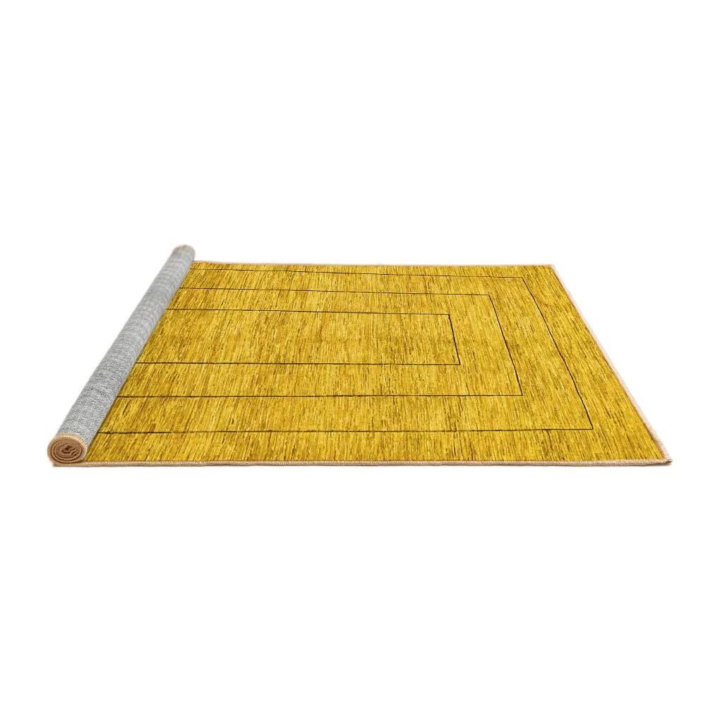 Ahgly Company Machine Washable Indoor Rectangle Abstract Yellow Contemporary Area Rugs, 5' x 7' - Curated Treasures Market