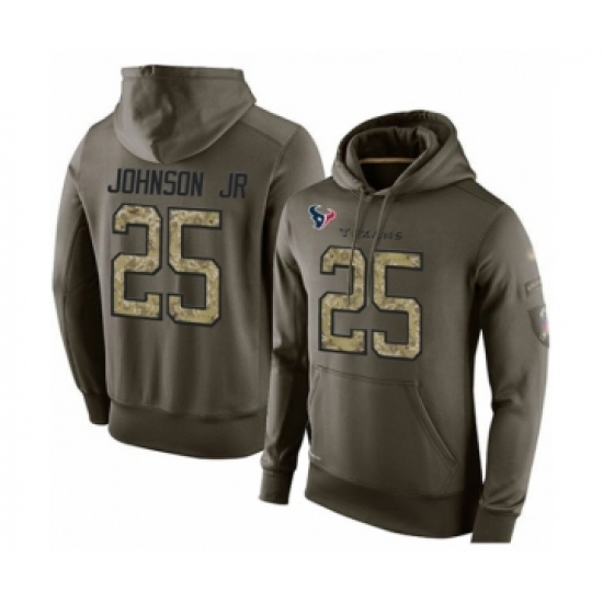 Football Men's Houston Texans #25 Duke Johnson Jr Green Salute To Service Pullover Hoodie
