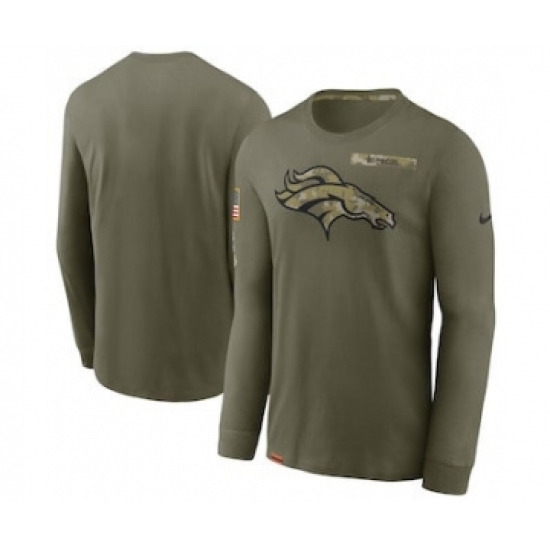 Men's Denver Broncos Football Olive 2021 Salute To Service Performance Long Sleeve T-Shirt