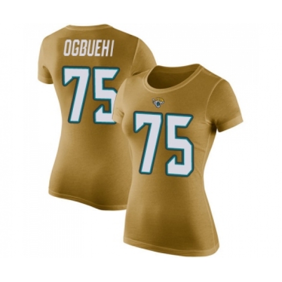 Football Women's Jacksonville Jaguars #75 Cedric Ogbuehi Gold Rush Pride Name & Number T-Shirt