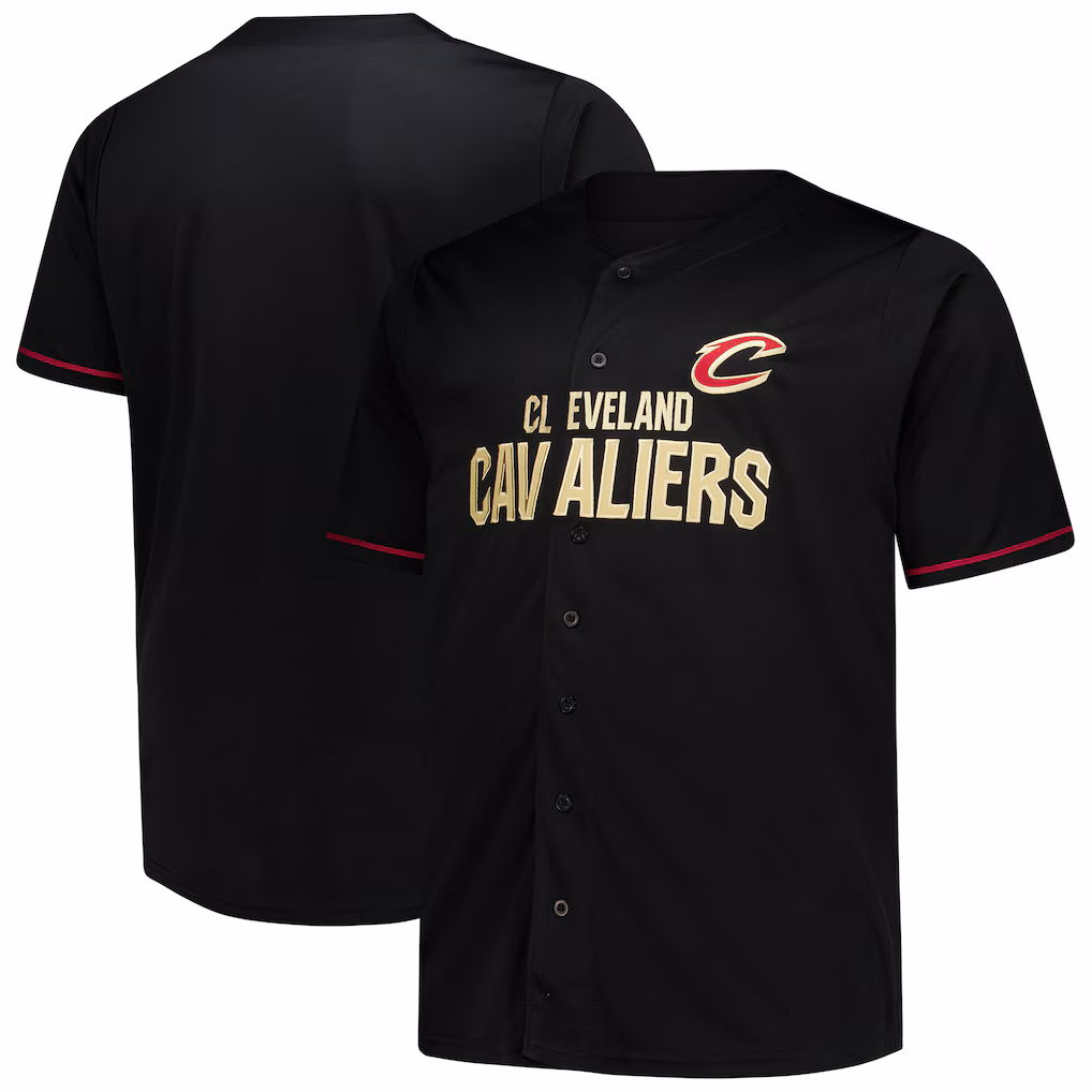 Men's Cleveland Cavaliers Fanatics Black Big & Tall Pop Full-Button Jersey