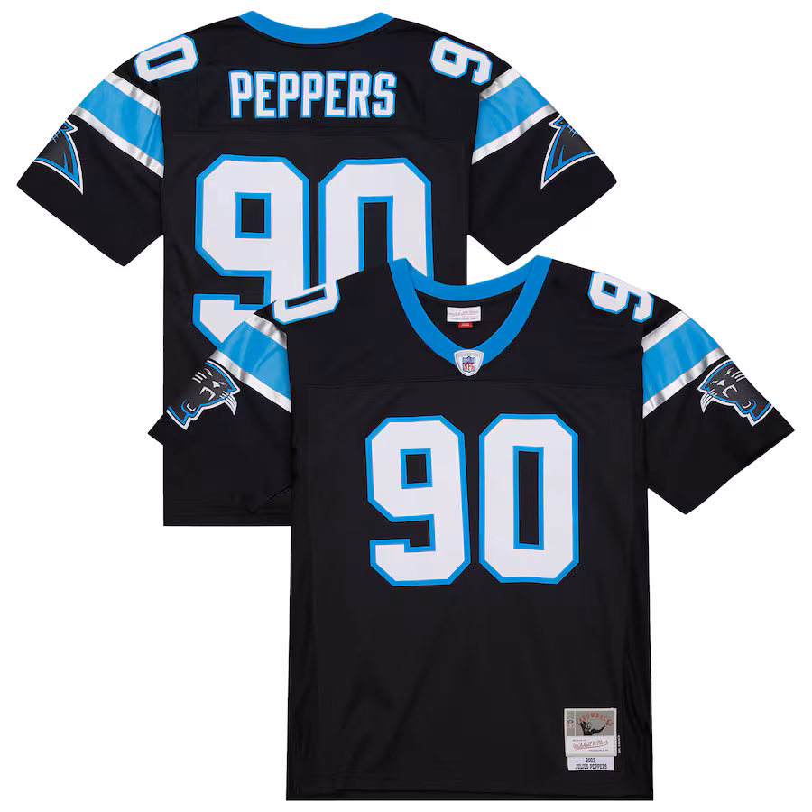 Men's Carolina Panthers Julius Peppers Mitchell & Ness Black Big & Tall 2003 Alternate Legacy Retired Player Jersey