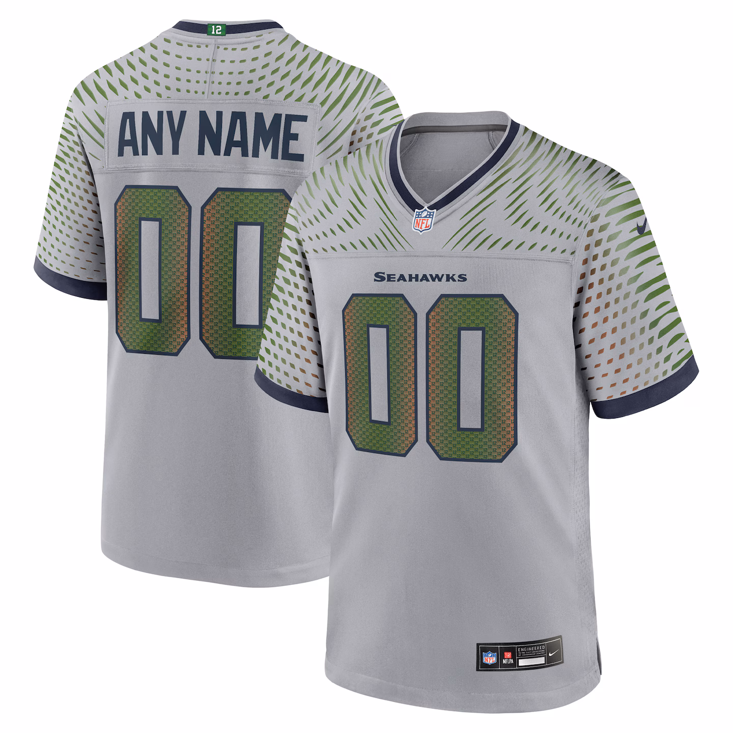 Men's Seattle Seahawks Nike Gray 2025 Rivalries Collection Custom Game Jersey