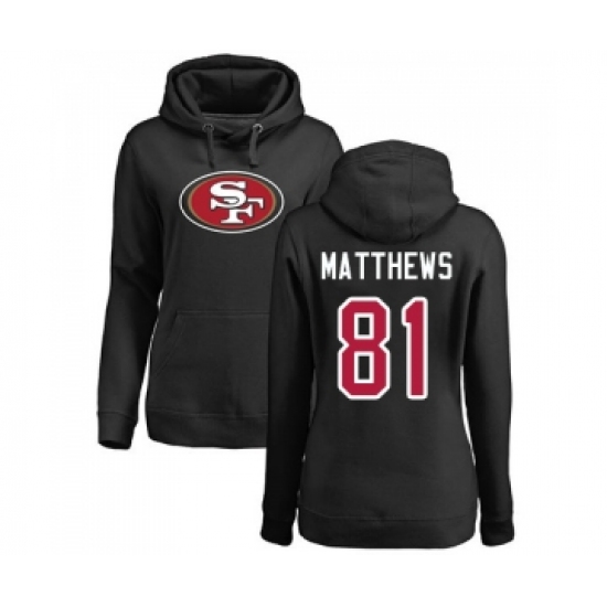 Football Women's San Francisco 49ers #81 Jordan Matthews Black Name & Number Logo Pullover Hoodie
