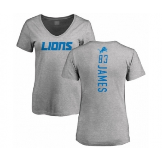 Football Women's Detroit Lions #83 Jesse James Ash Backer T-Shirt