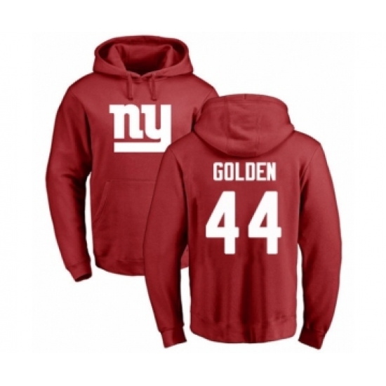 Football New York Giants #44 Markus Golden Red Name & Number Logo Pullover Hoodie