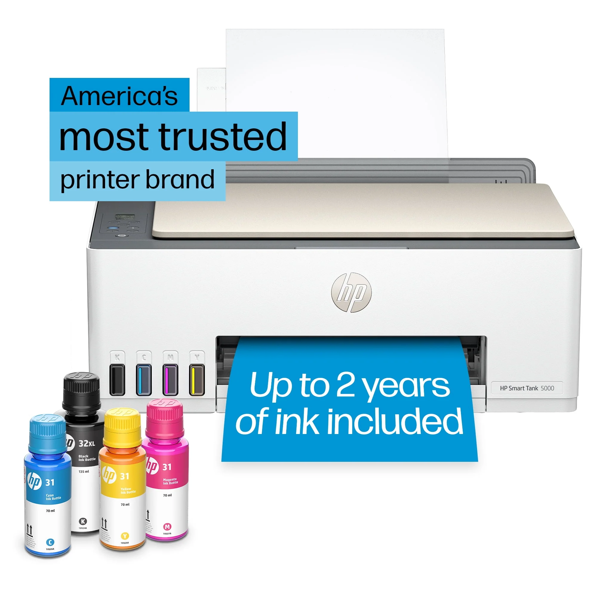 HP Smart Tank 5000 Wireless All-in-One Supertank Color Home Inkjet Printer with up to 2 Years of Ink