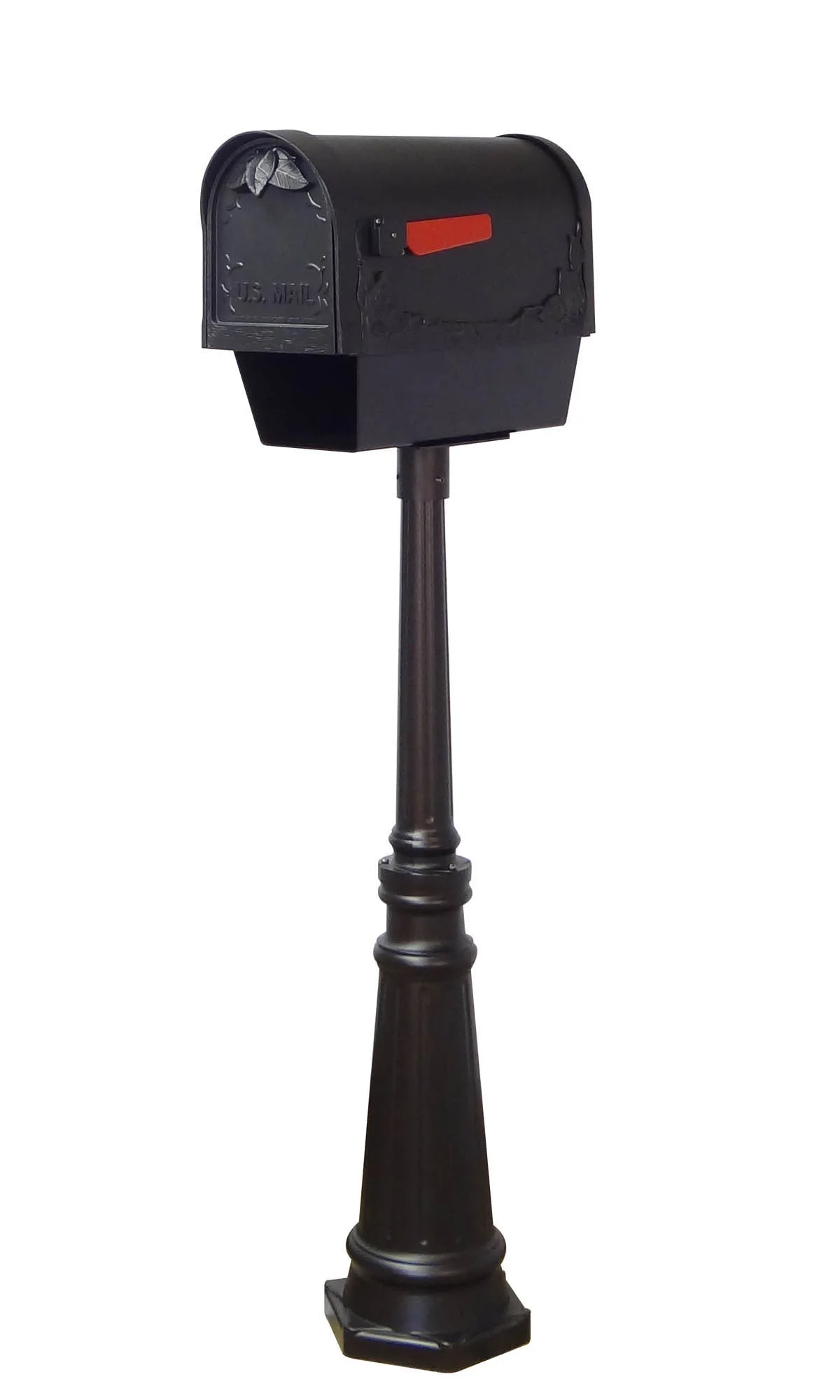 Floral Curbside Mailbox with Newspaper Tube, Locking Insert and Tacoma Mailbox Post with Direct Burial Kit - Curated Treasures Market