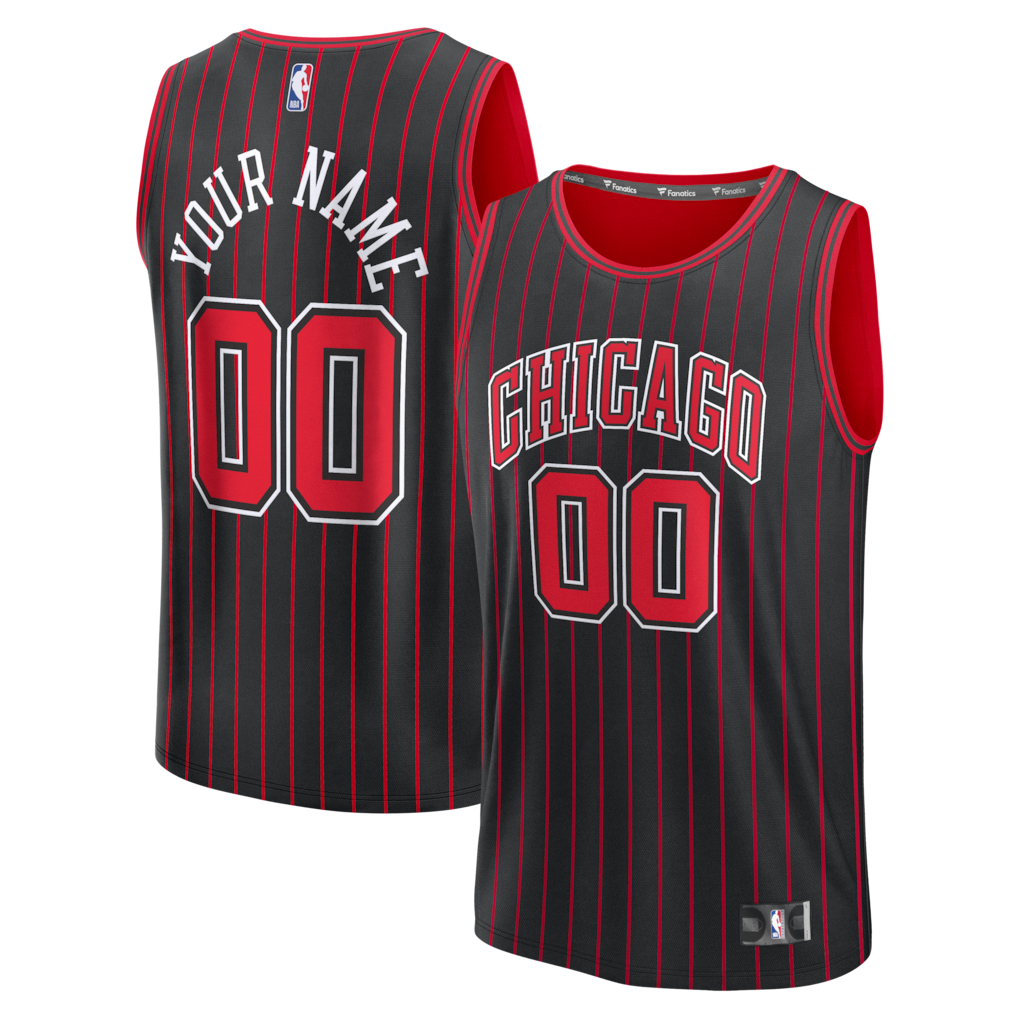 Youth Chicago Bulls Fanatics Black Fastbreak Custom Jersey - Statement Edition