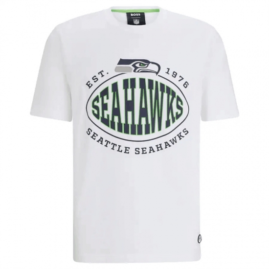 Men's Seattle Seahawks White BOSS X Trap T Shirt