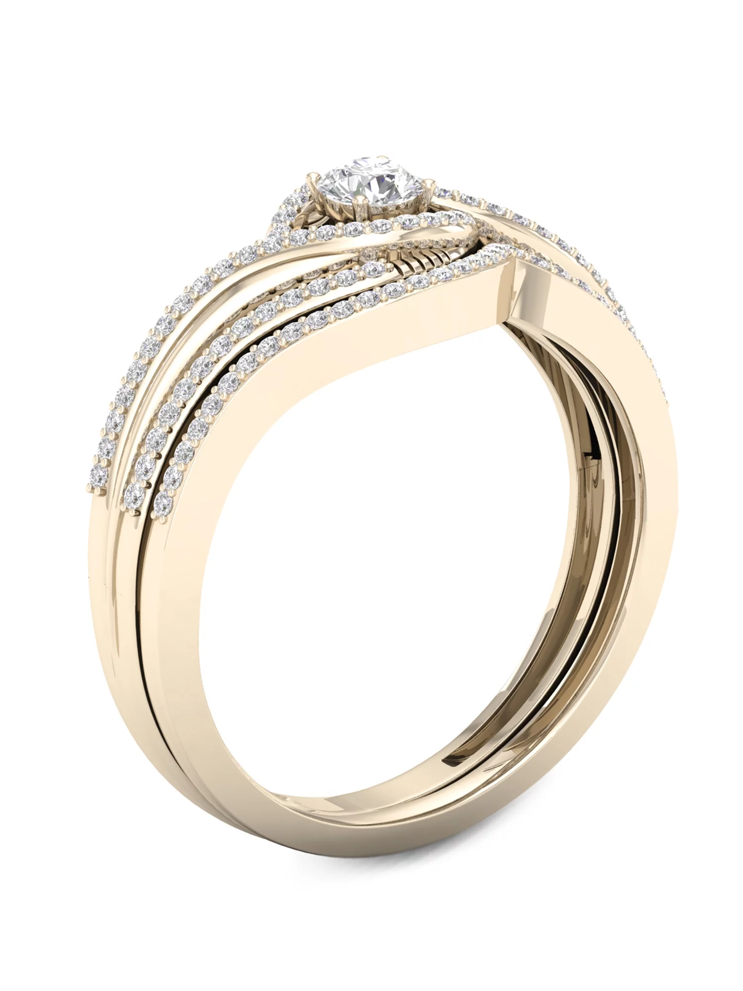 Imperial 3/8Ct TDW Diamond 10k Yellow Gold Bypass Bridal Set (H-I, I2) - Curated Treasures Market
