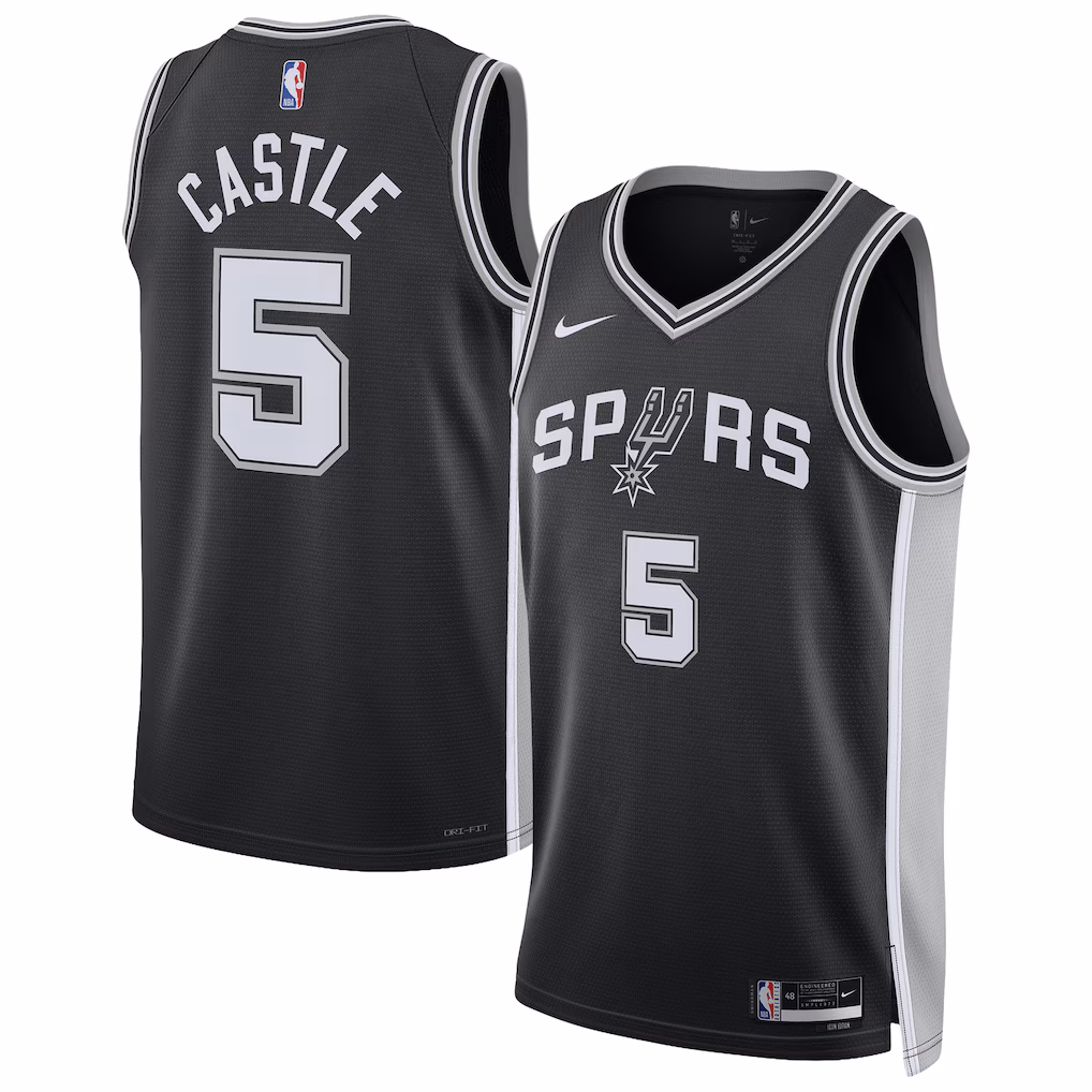 Unisex San Antonio Spurs Stephon Castle Nike Black Swingman Jersey - Icon Edition