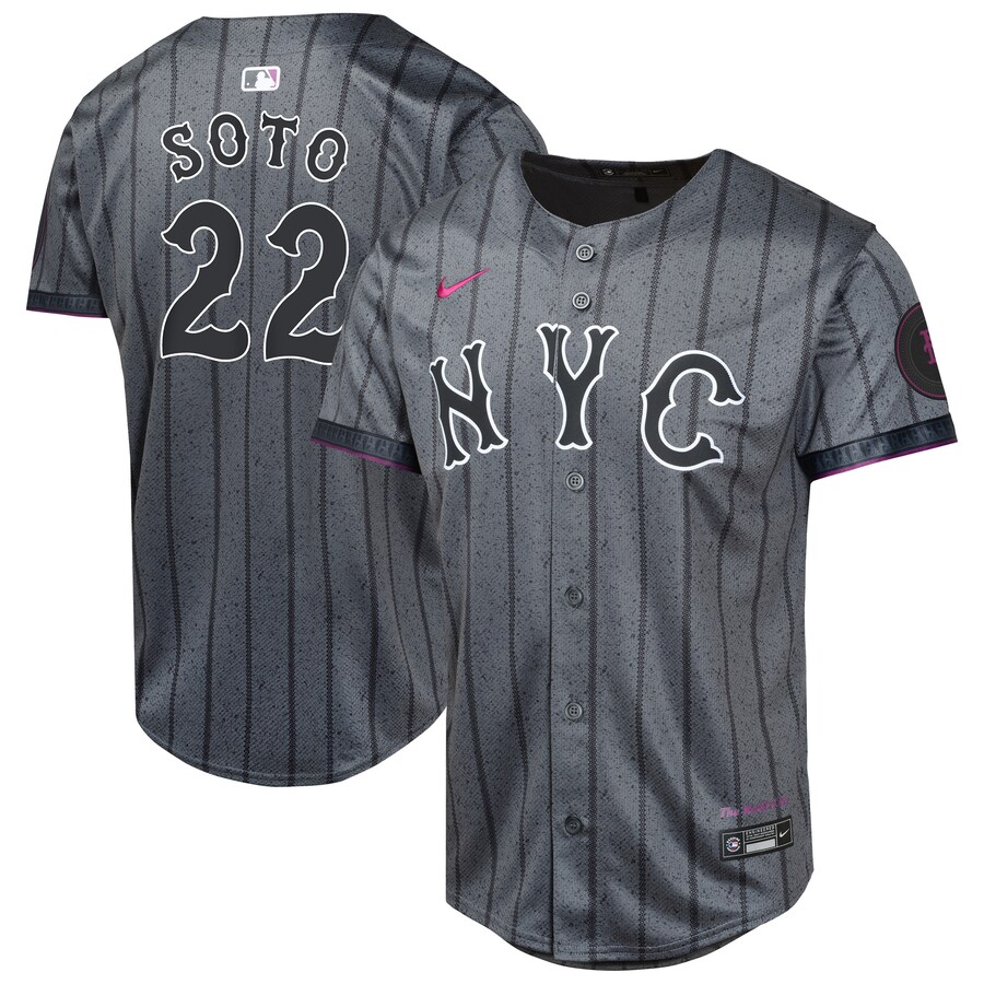 Youth New York Mets Juan Soto Nike Gray City Connect Limited Jersey
