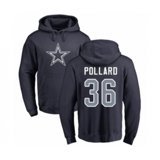 Football Dallas Cowboys #36 Tony Pollard Navy Blue Name & Number Logo Pullover Hoodie