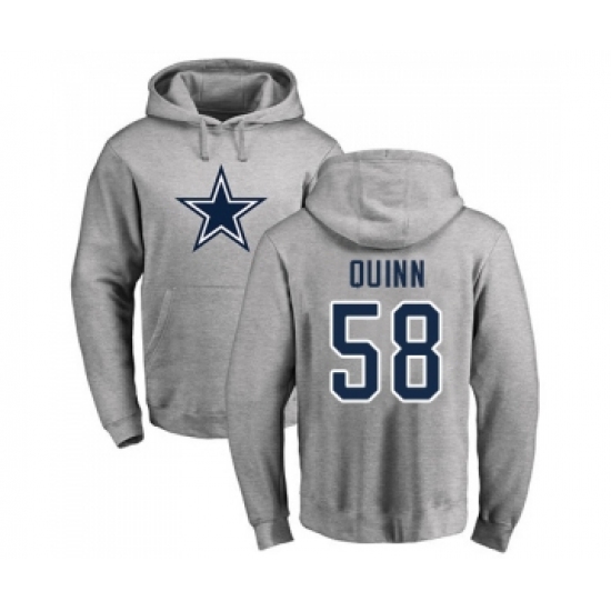 Football Dallas Cowboys #58 Robert Quinn Ash Name & Number Logo Pullover Hoodie