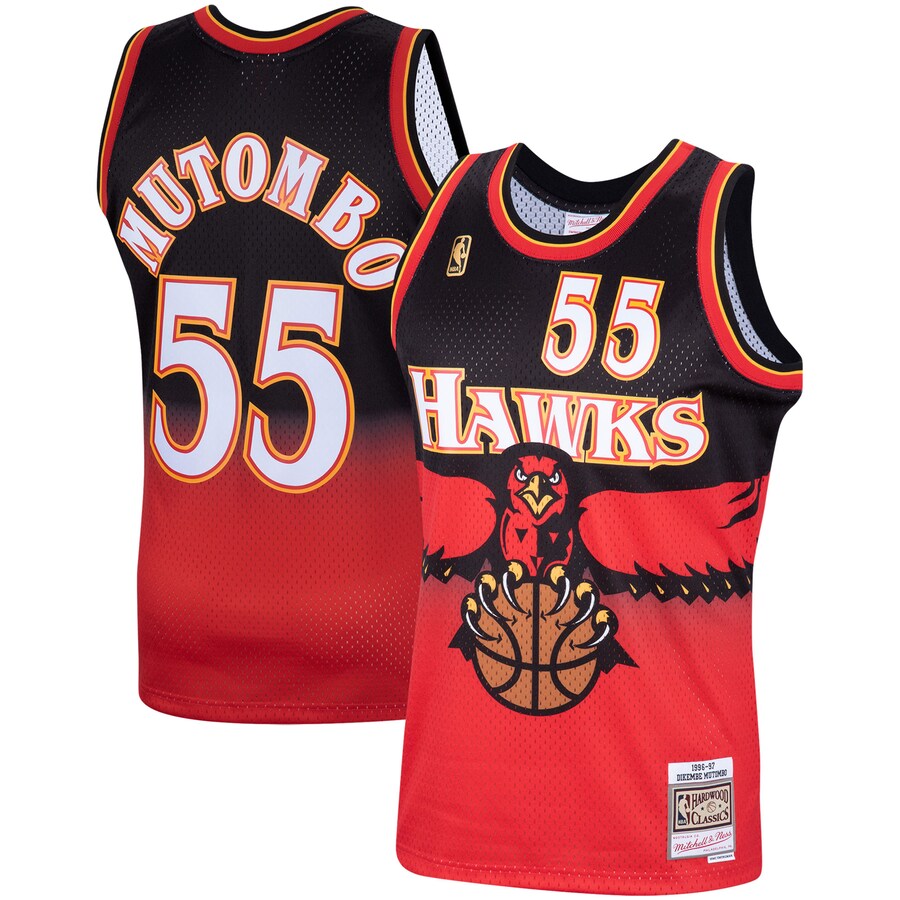 Men's Atlanta Hawks Dikembe Mutombo Mitchell & Ness Scarlet Hardwood Classics Swingman Jersey