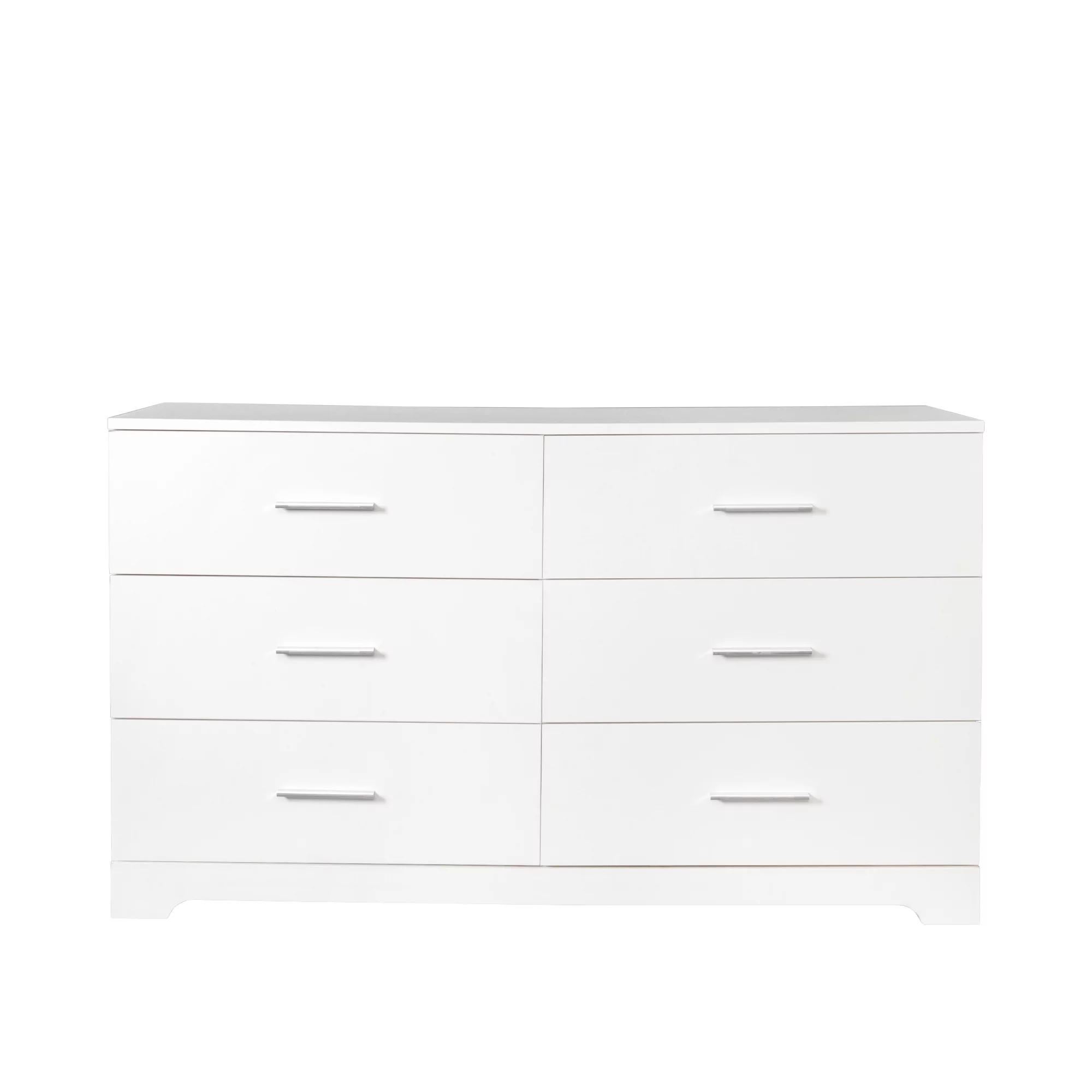 UBesGoo 6-Drawer Dresser Pure White with Metal Handles Bedside Night Stand Bedroom