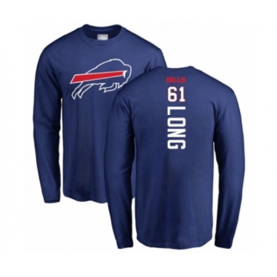 Football Buffalo Bills #61 Spencer Long Royal Blue Backer Long Sleeve T-Shirt